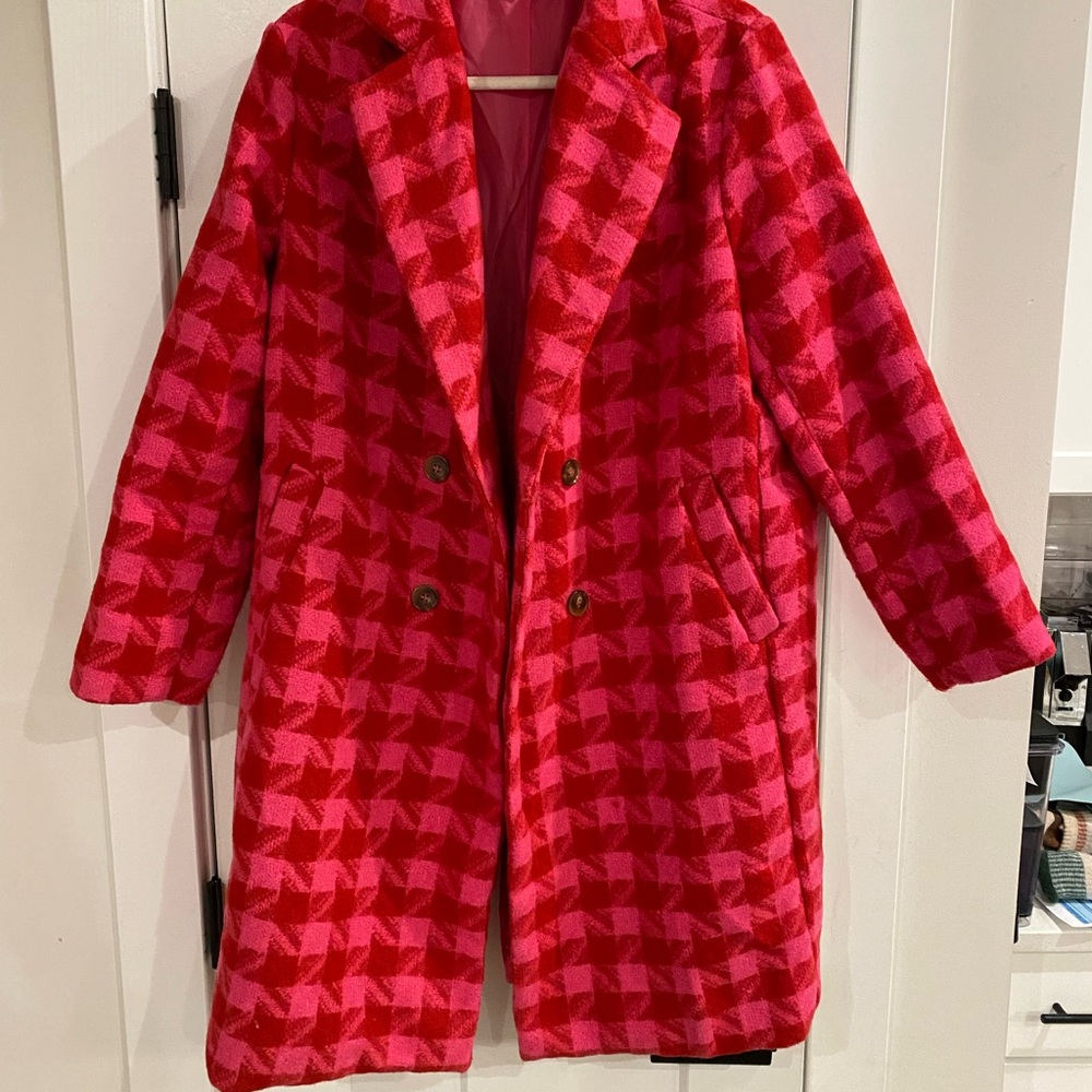 DAVI & DANI Red and Pink Teddy Jacket